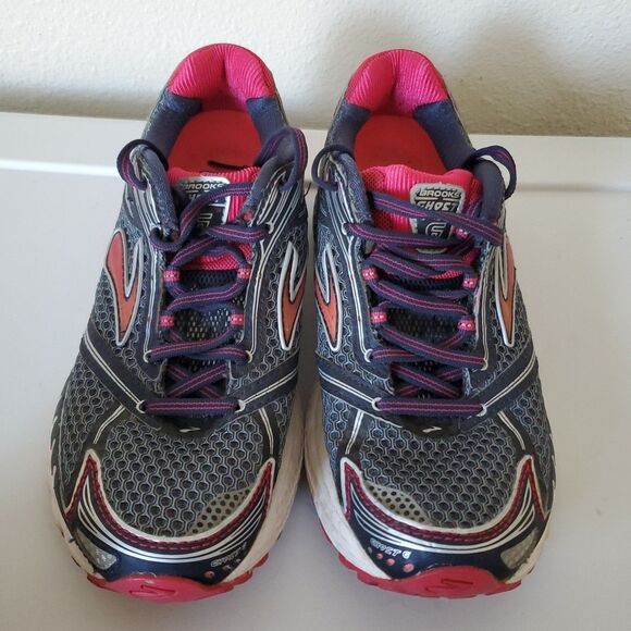 Brooks Womens Ghost 6 DNA Gray/Pink Athletic Active Running Sneakers Size 7 - Picture 1 of 15